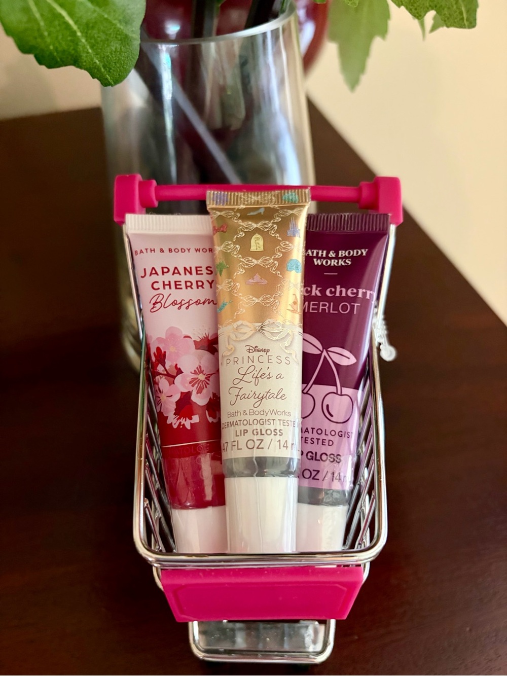 NWT Bath & Body Works lip gloss trio with mini shopping cart